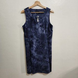 AB Studio Women's Blue Sleeveless Tie Dye Midi Dress Size Large